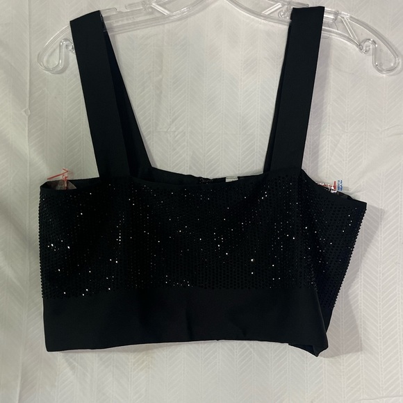 Tops - Black Sequin Crop Top with one back closure for open look